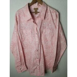 WRANGLER Pink CACTUS Pearl Snap Long Sleeve Shirt Size XXL SOUTHWESTERN AOP